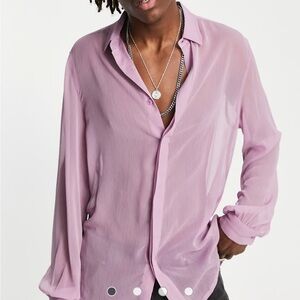 Sheer Pink Button-Up Shirt